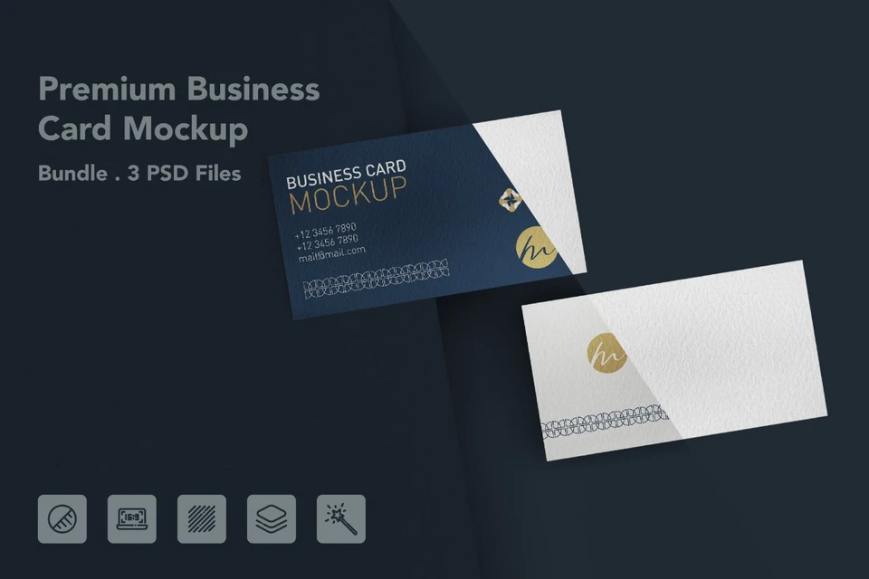 Premium Business Card PSD Mockup - 5 PSDs