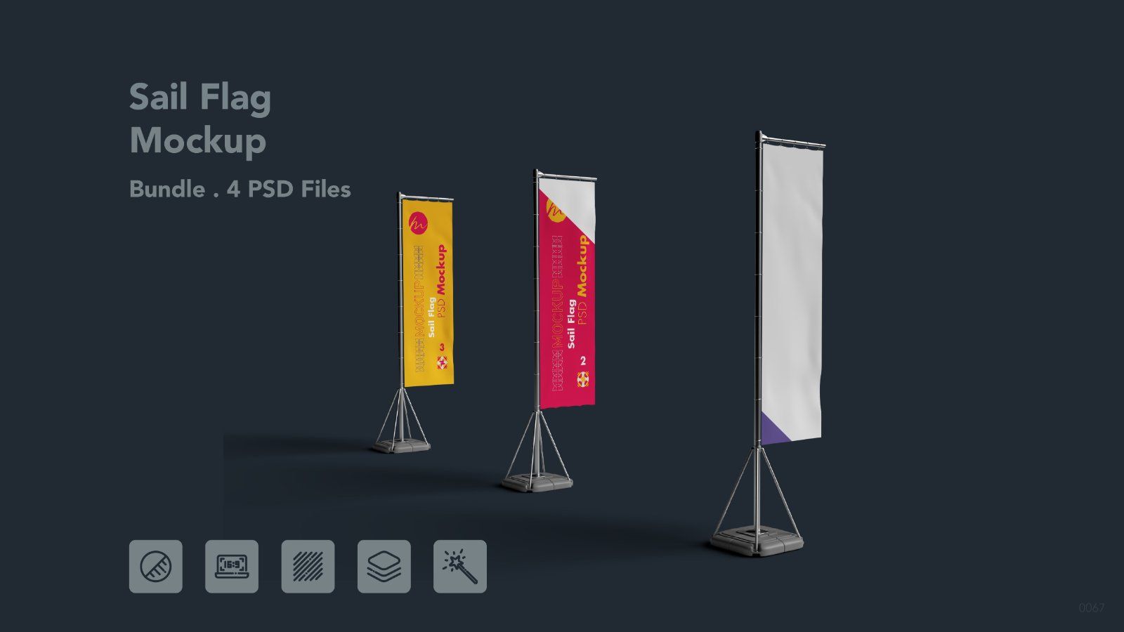 Sail Flag Banner PSD Mockup - 4 PSDs — image 1