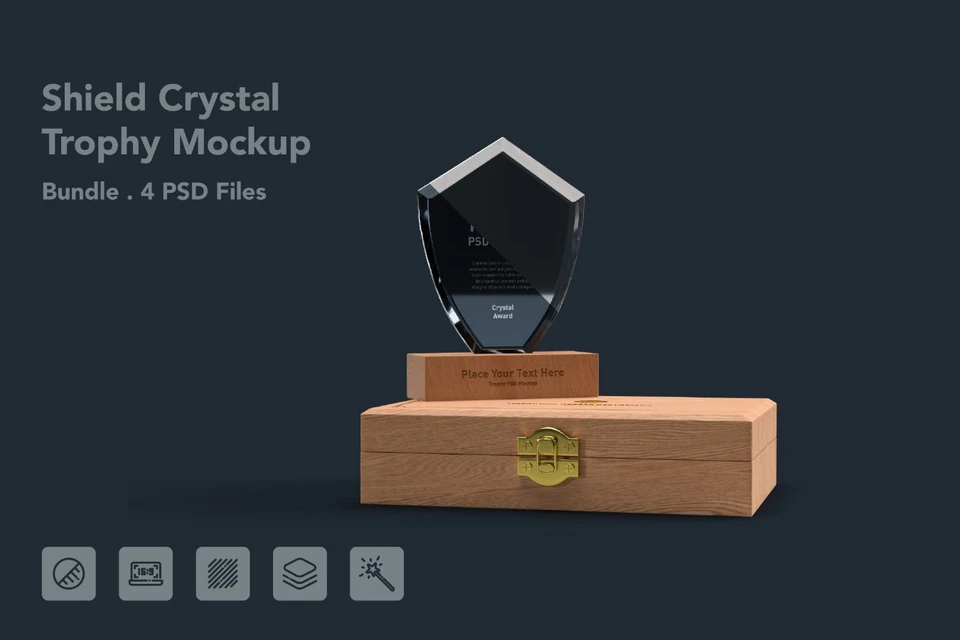 Shield Shape Crystal Award Trophy - 4 PSDs