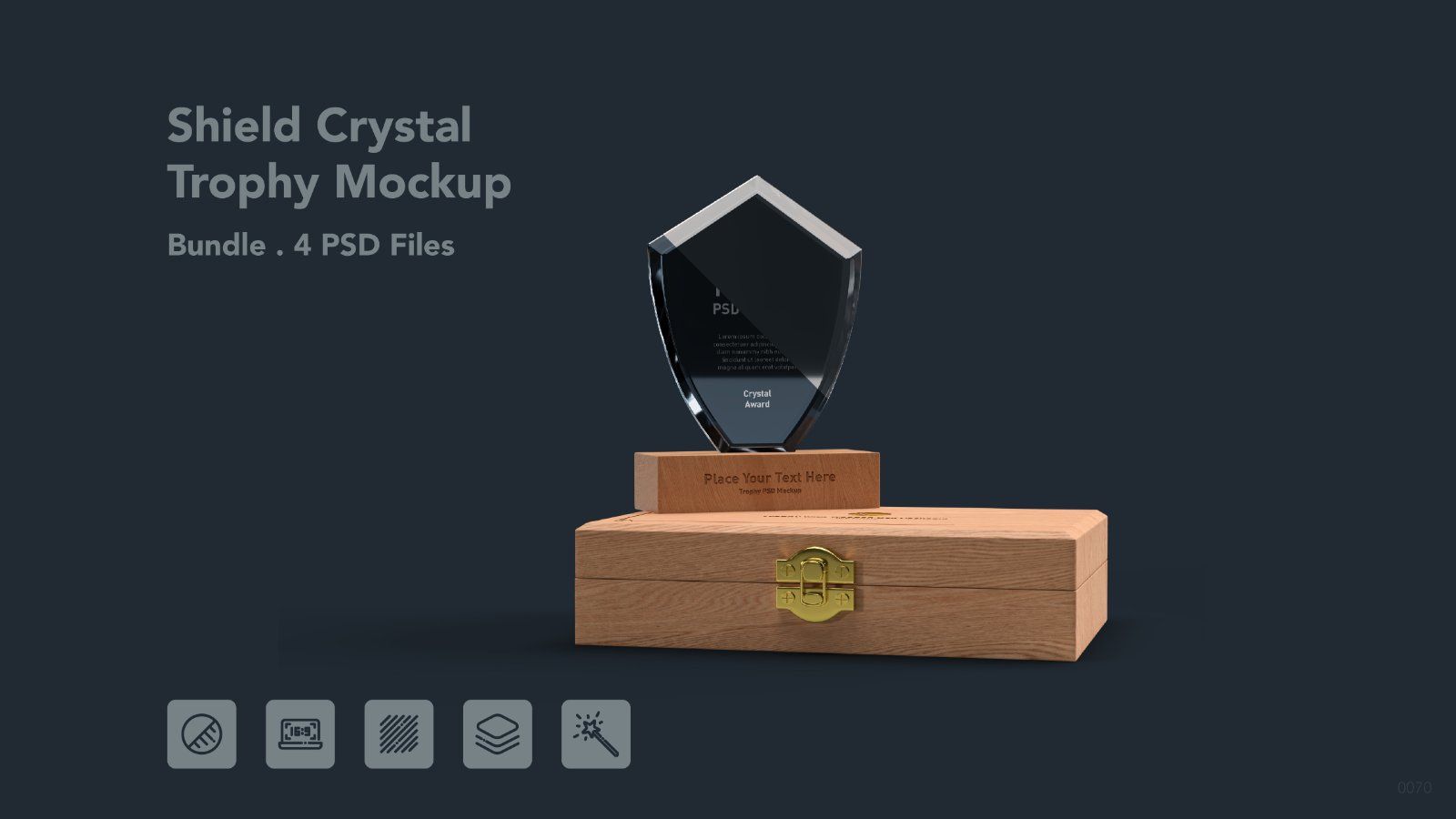 Shield Shape Crystal Award Trophy - 4 PSDs — image 1
