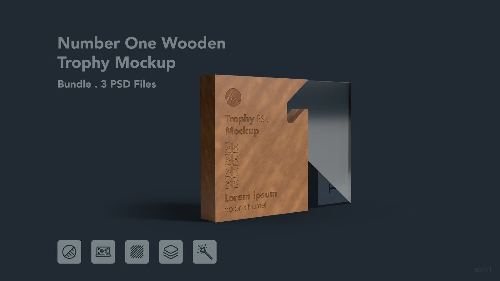 Wooden Number One Trophy Award Mockup - 3 PSDs — image 1