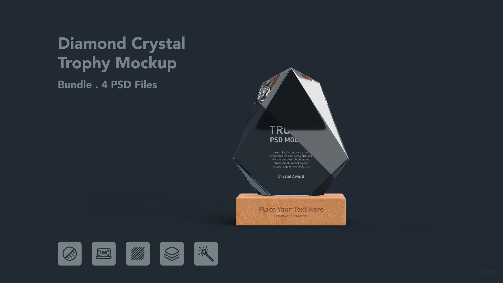 Crystal Award Trophy - 4 PSDs Mockup — image 1