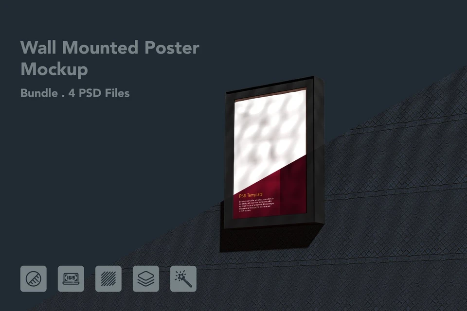 Outdoor Wall Mounted Poster Frame - 4 PSD Mockup