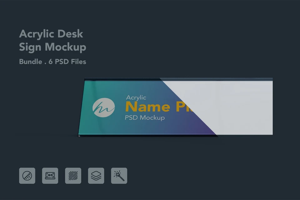 Acrylic Desk Name Plate Mockup - 6 PSDs