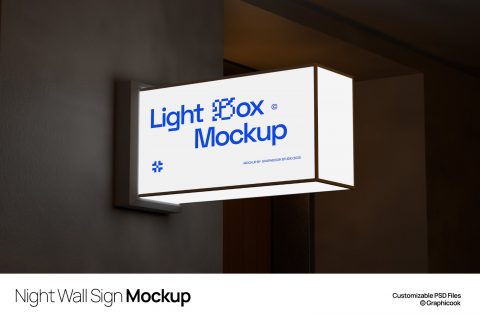 Night Wall Sign Mockup