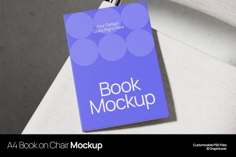 A4 Book On Chair Mockup