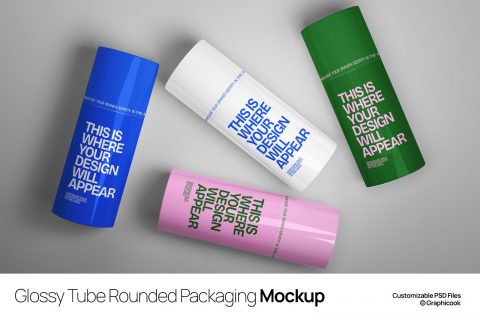 Glossy Tube Rounded Packaging Mockup