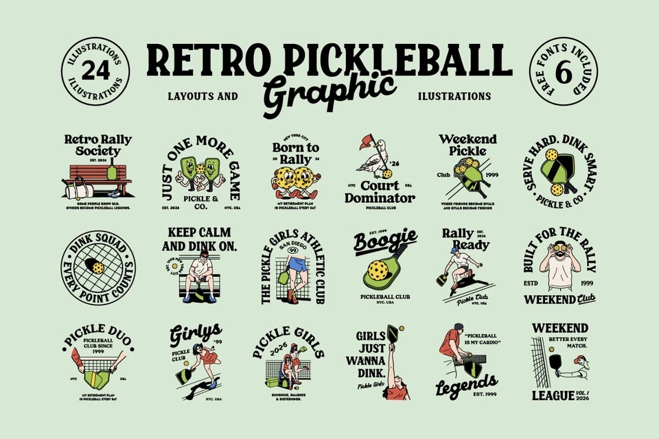 Retro Pickleball Graphic