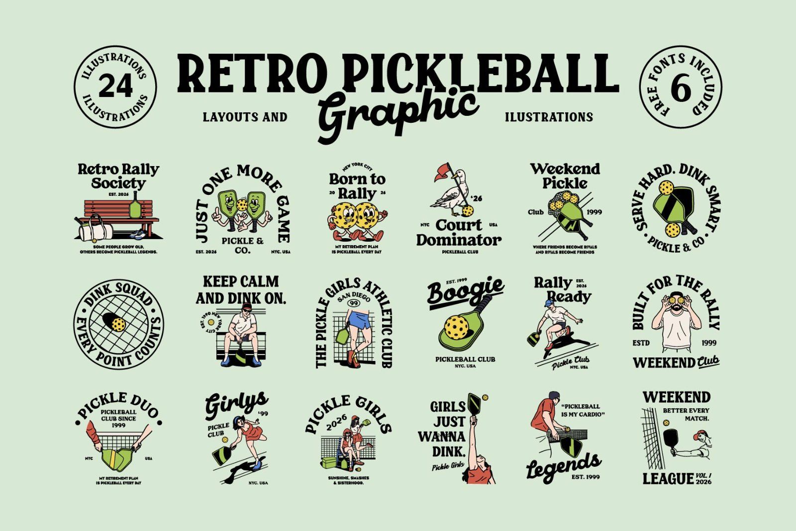 Retro Pickleball Graphic — image 1