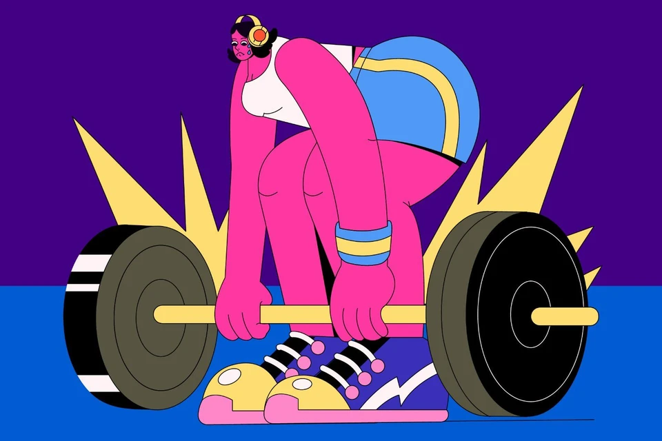 Purple Flat Design Gym Fullset Illustration