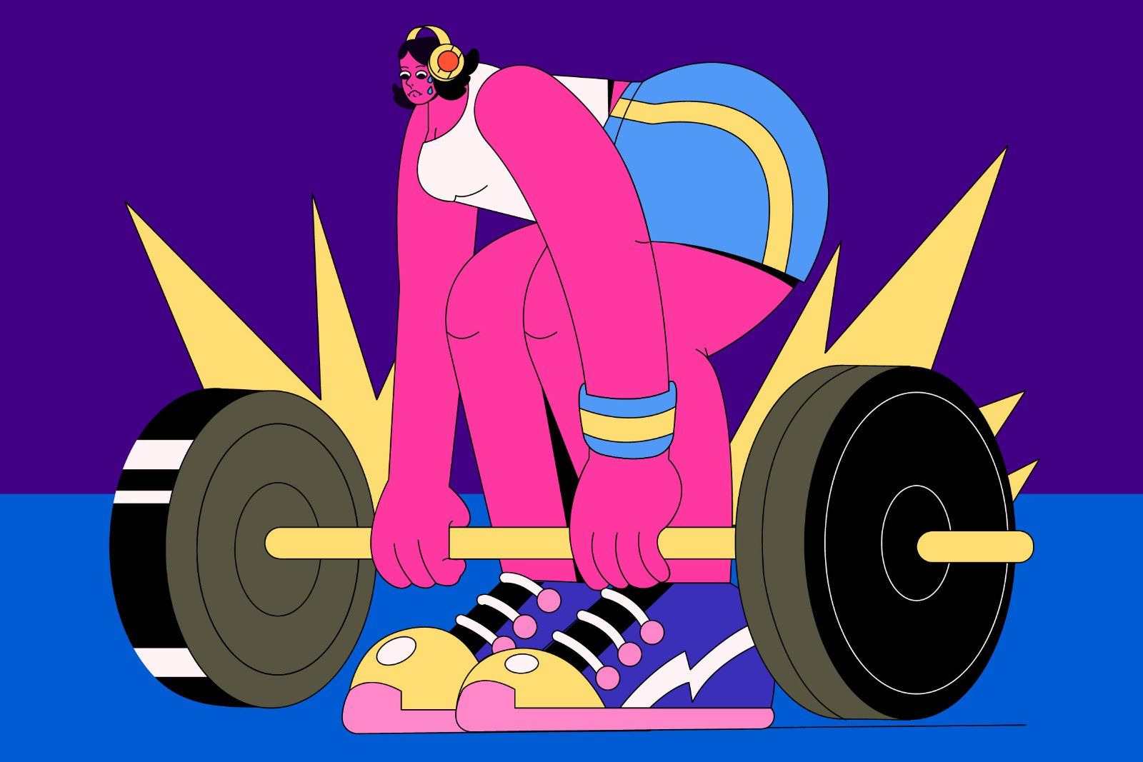 Purple Flat Design Gym Fullset Illustration