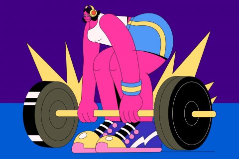 Purple Flat Design Gym Fullset Illustration