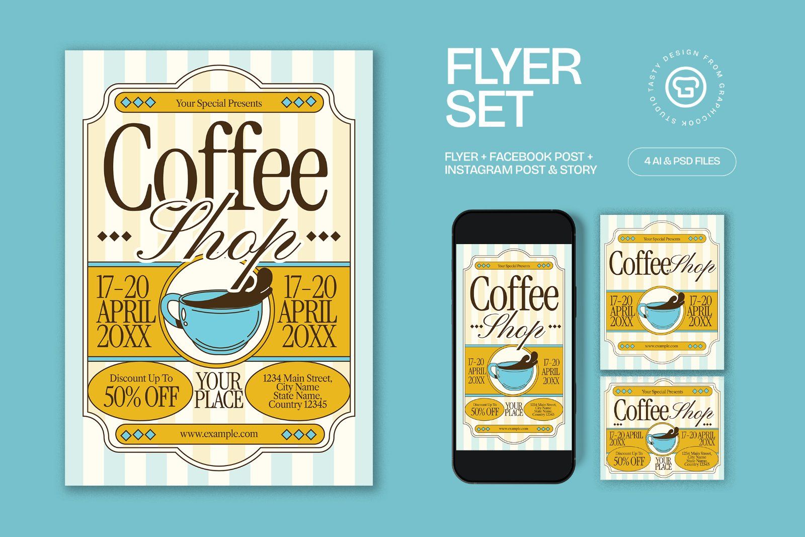 Coffee Shop Promotion Flyer Set