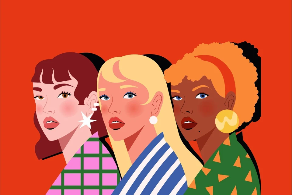 Red Flat Design Diversity Full Illustration