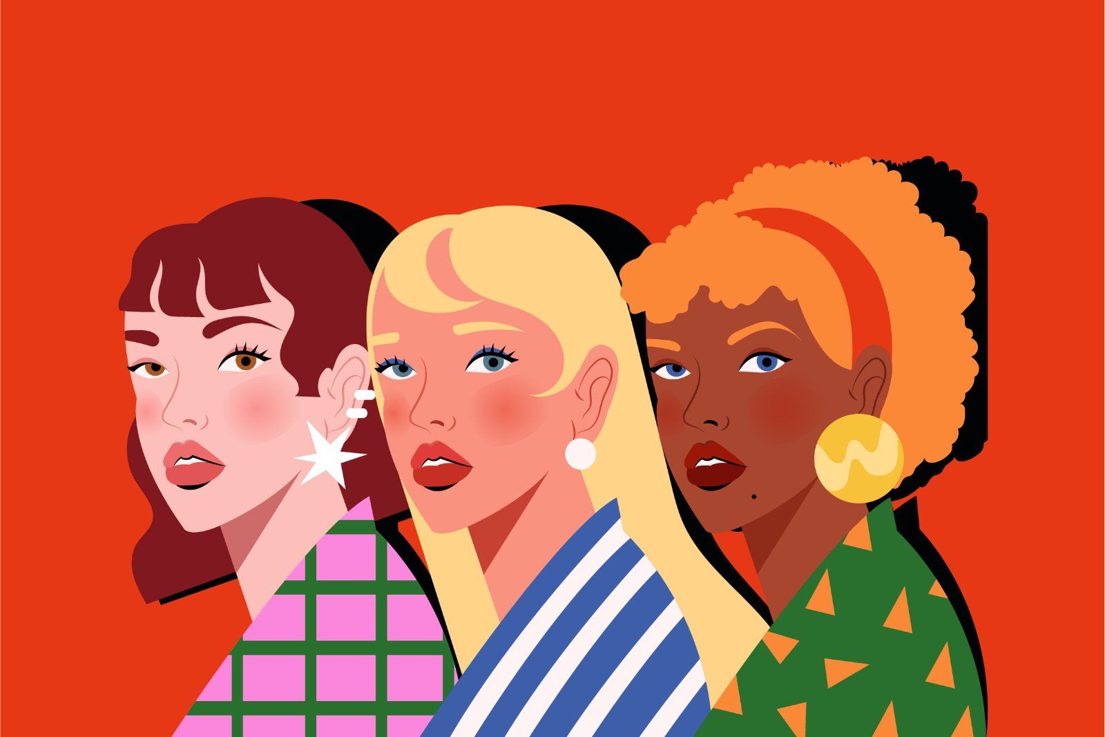 Red Flat Design Diversity Full Illustration