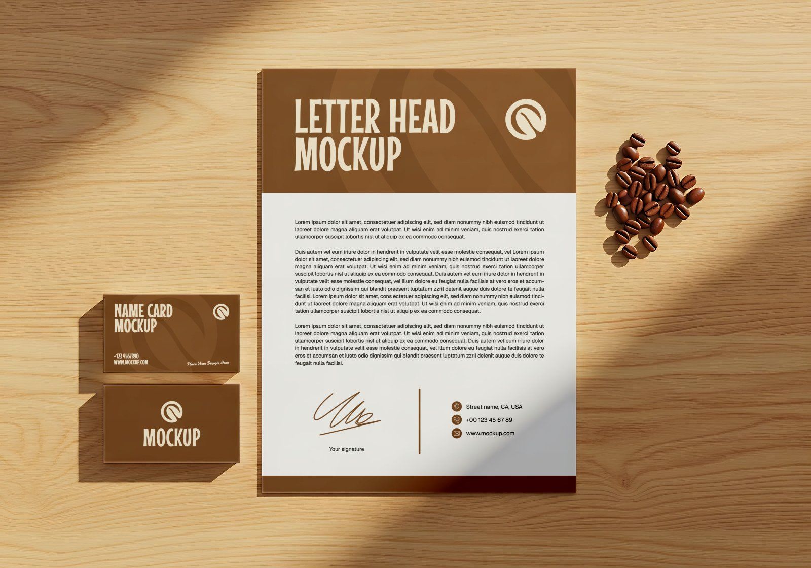 Premium Branding Cozy Black Coffee Shop Mockup
