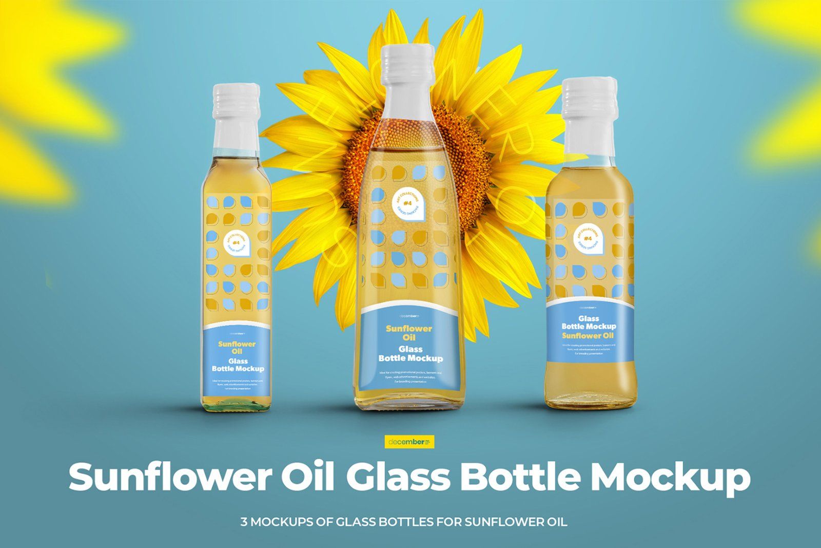 3 Mockups Glass Bottles Sunflower Oil — image 1
