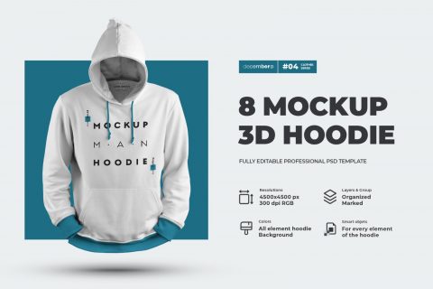 8 3D men mockups hooddie