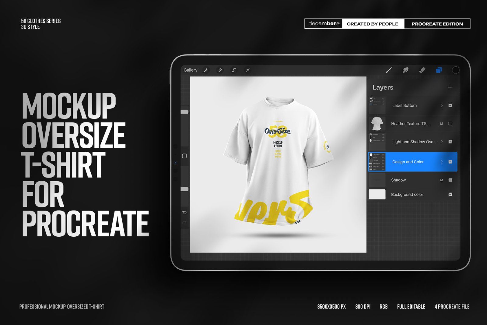 4 Mockups Oversize T-shirt for Procreate