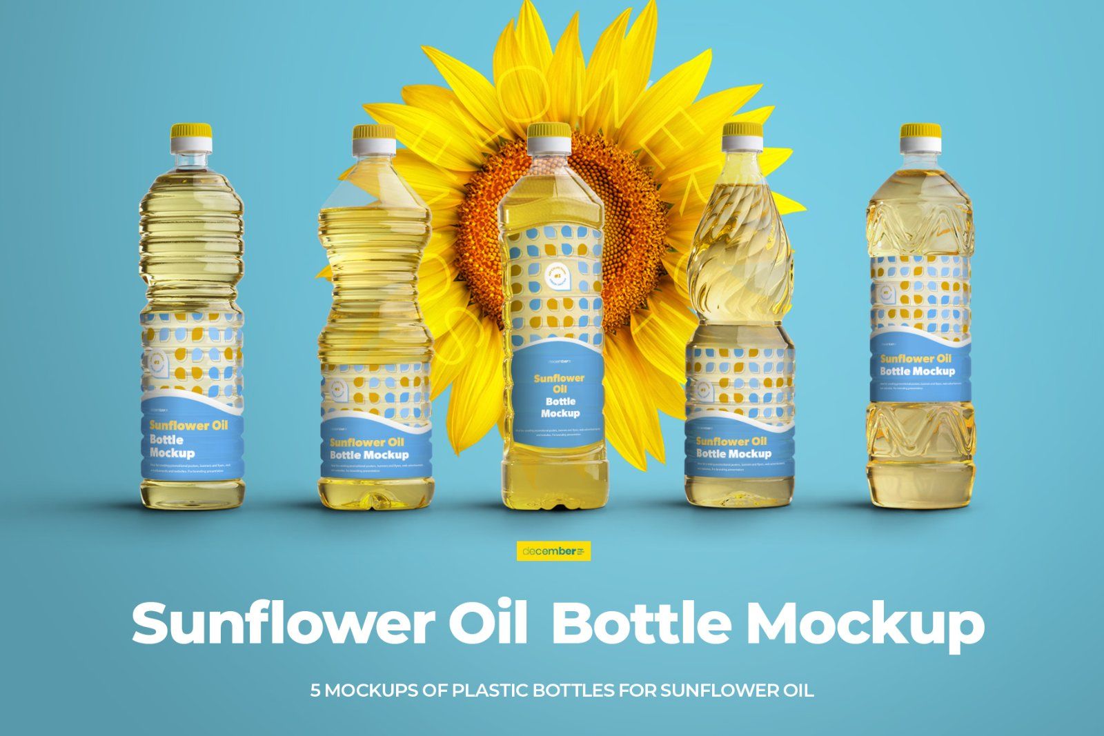 5 Mockups Plastic Sunflower Oil Bottles — image 1