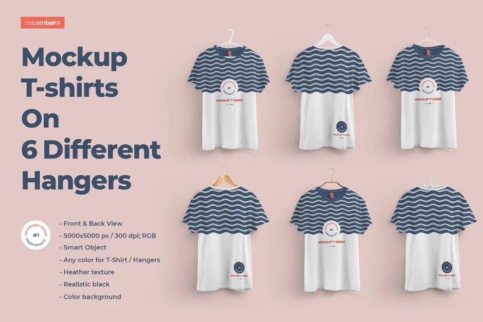 2 Mockups  T-shirts With 6 Different Hangers