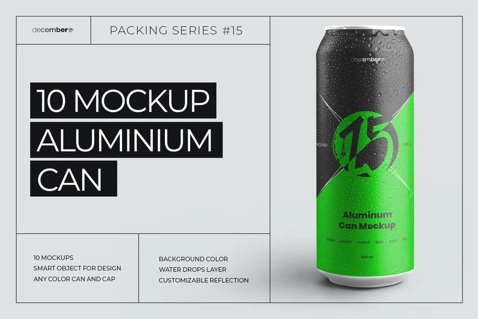 8 Mockups Aluminium Can 500 Ml