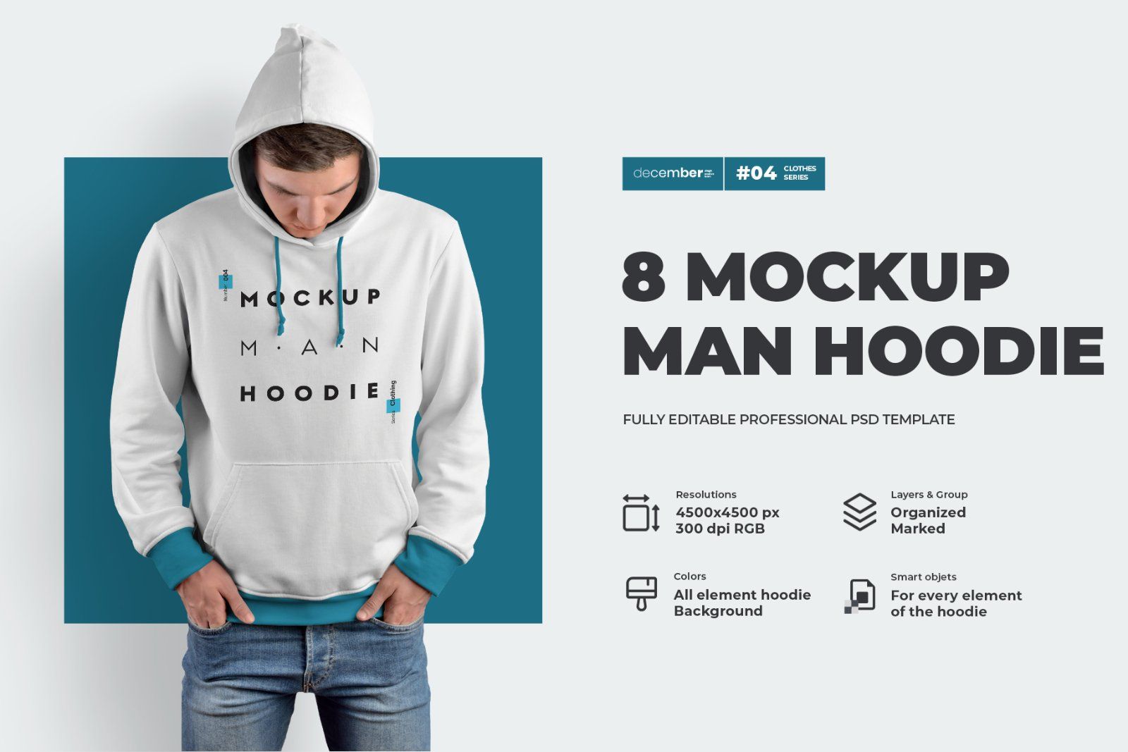 8 Mockups Hoodie on the Man