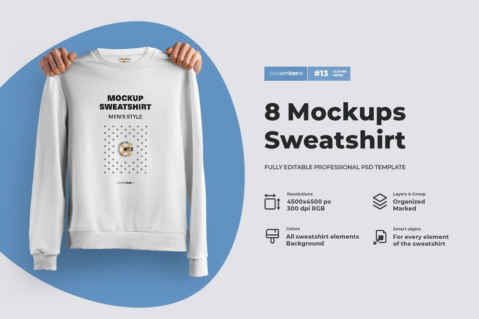 8 Mockups Isolated Sweatshirt