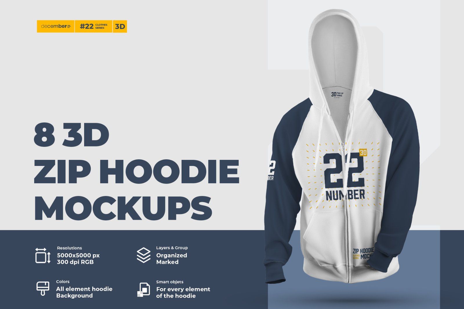 10 Men's Zip Hoodie Mockups 3D Style — image 1