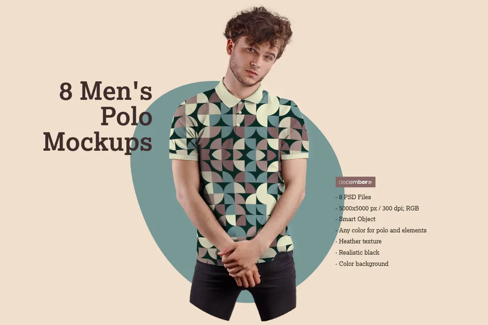 8 Men's Polo Mockups