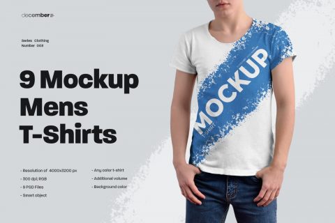 9 Round Neck T-Shirt Mockups