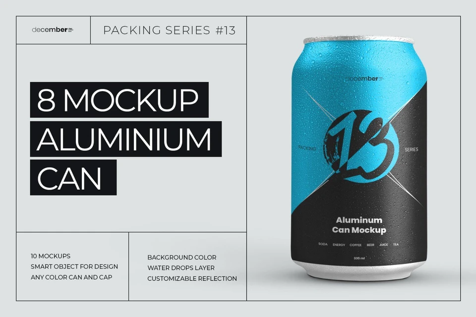 8 Mockups Aluminium Can