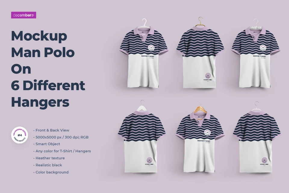 2 Mockups Polo On 6 Different Hangers