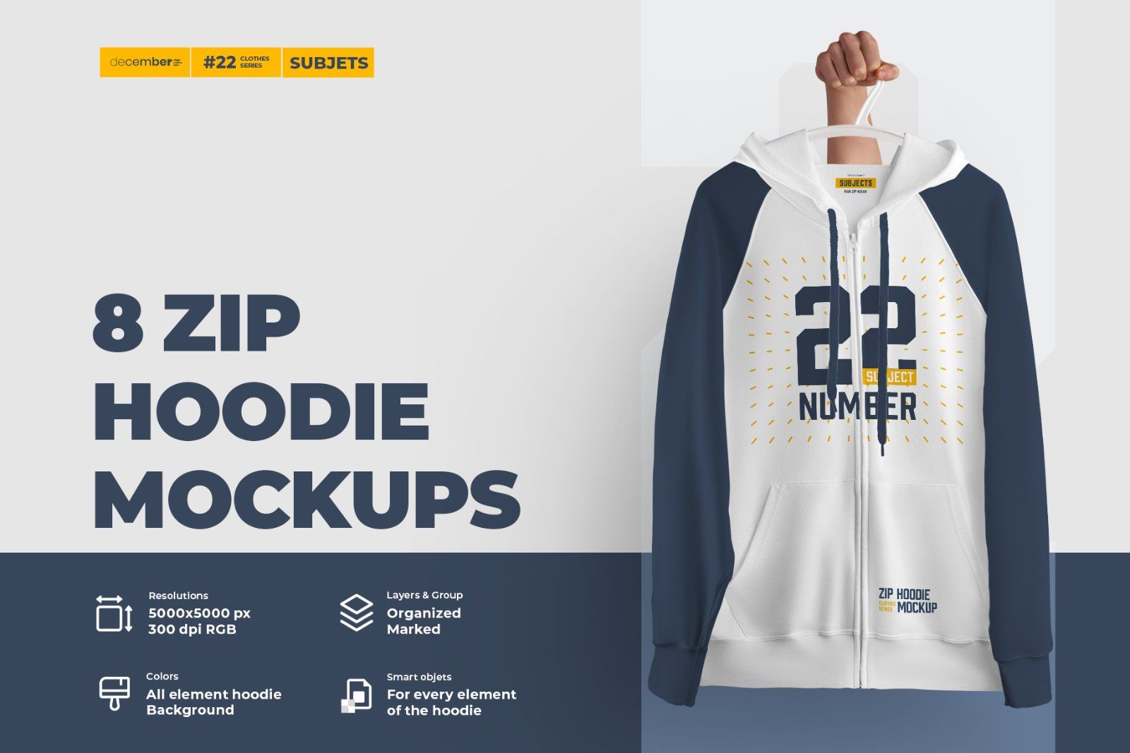 8 Zip Hoodie Mockups (Subject) — image 1