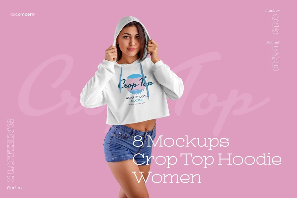 8 Mockups Women Crop Top Hoodie