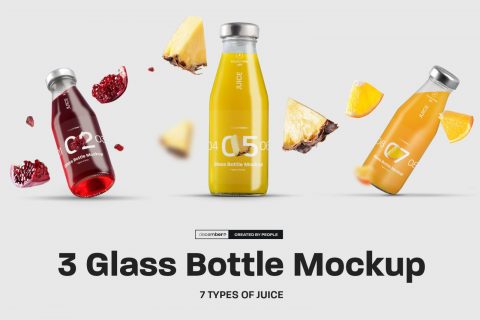 3 Mockup Glass Juice Bottle vol.02