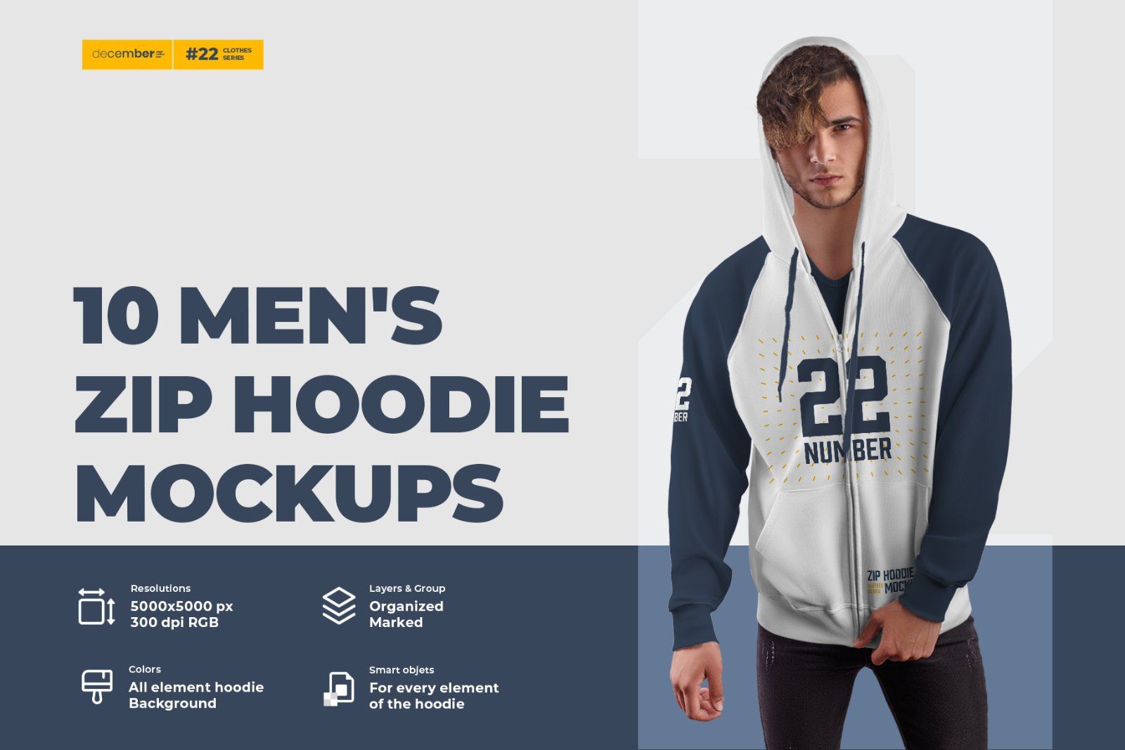 10 Men's Zip Hoodie Mockups — image 1