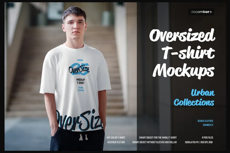8 Oversized T-shirt Mockup. Urban Style