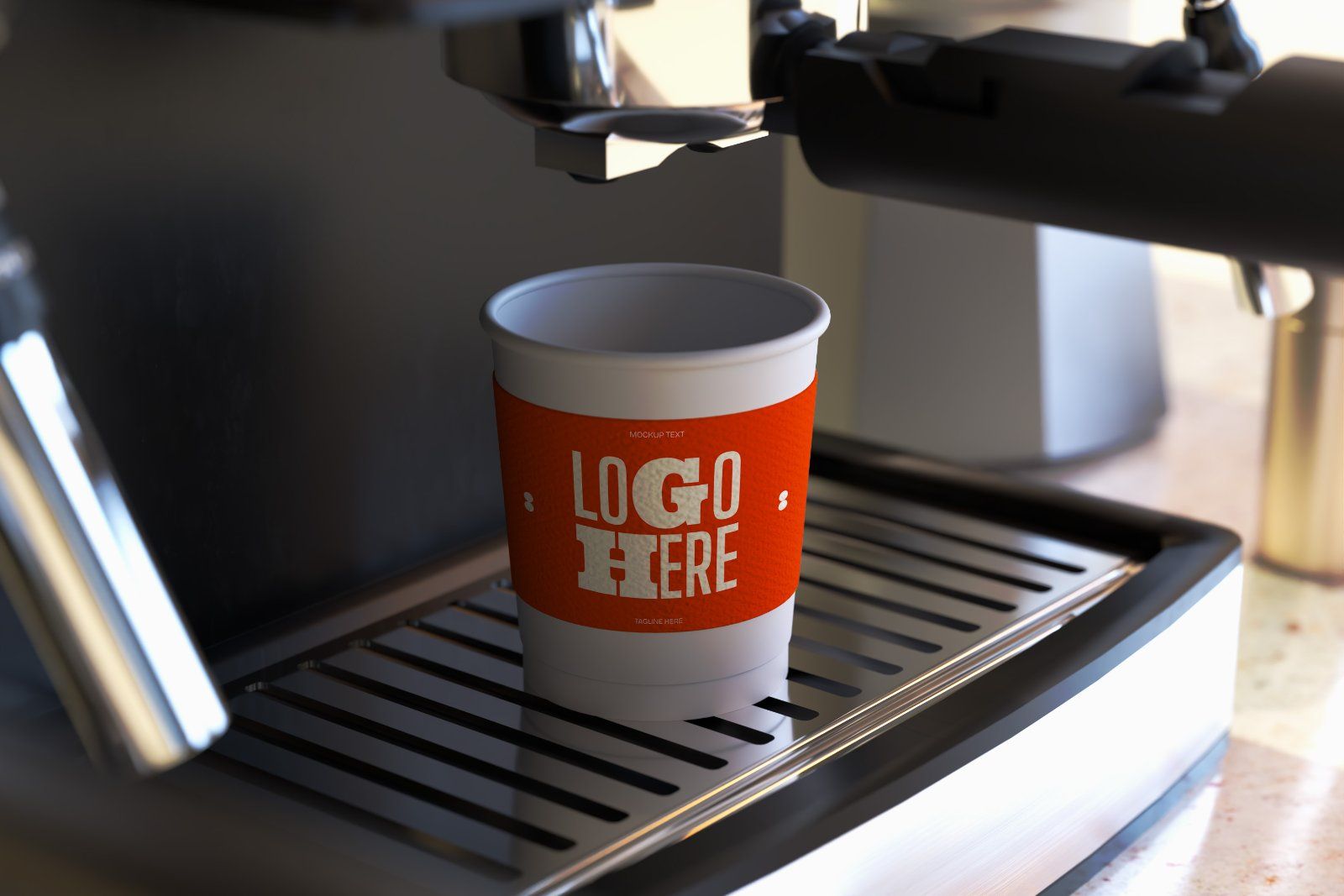 Coffee Cup On The Machine Mockup