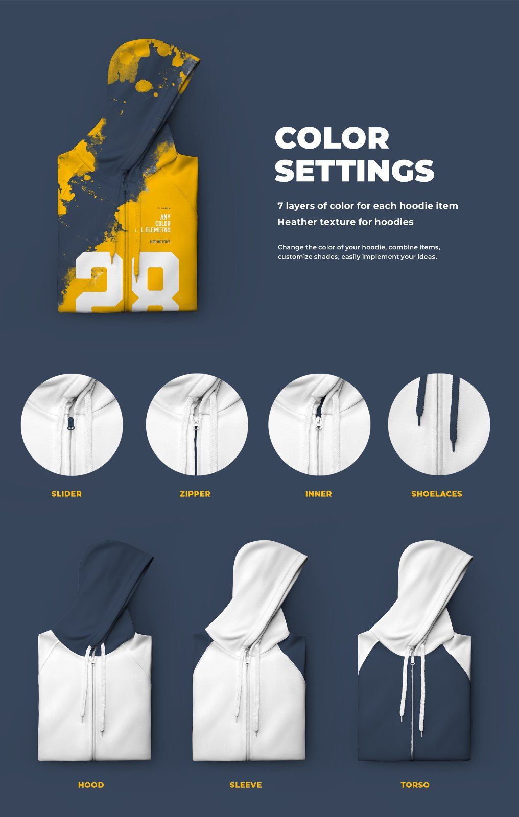 3 Folded Zip Hoodie Mockup — image 2