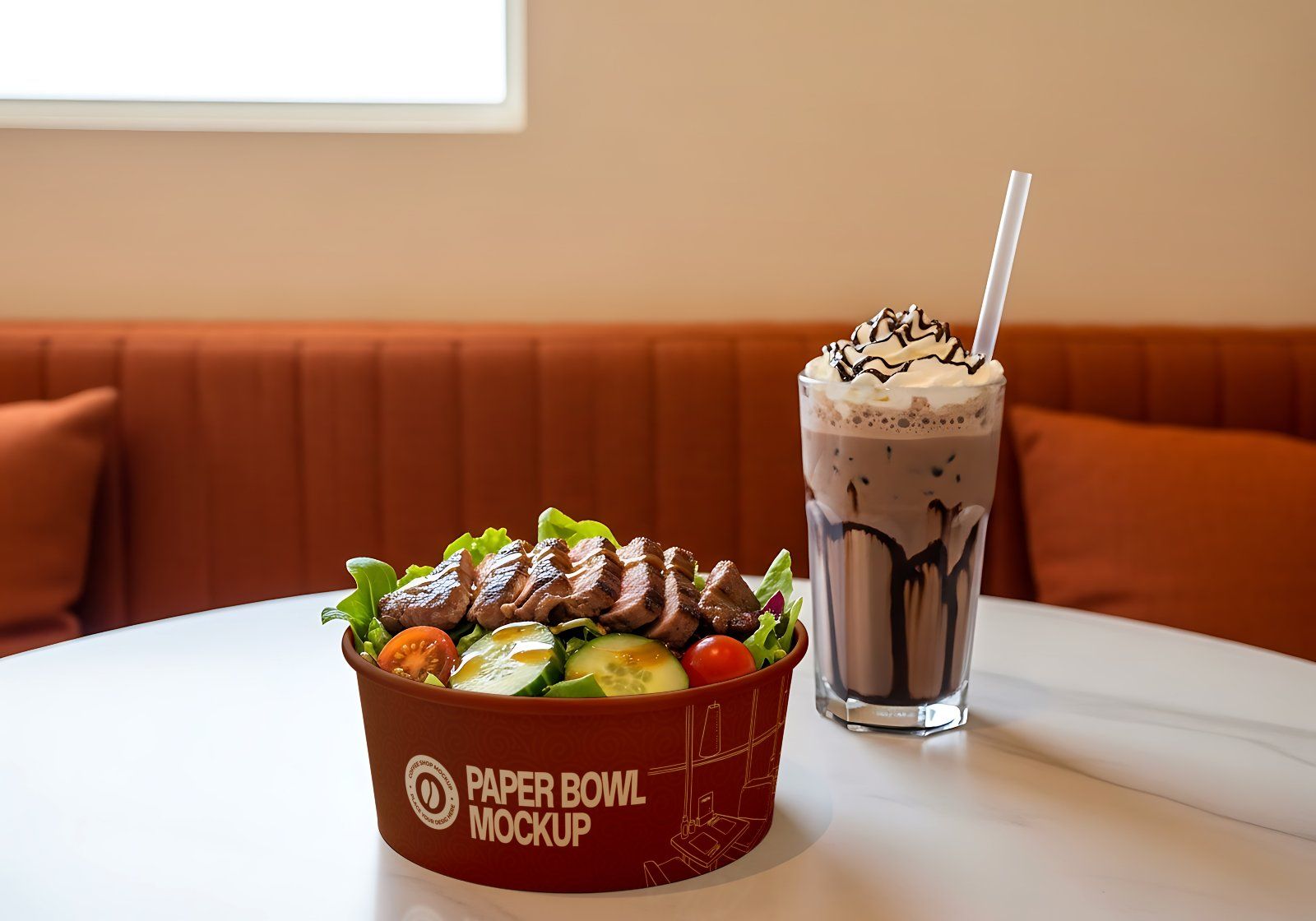 Premium Branding Brown Cafe Coffee Shop Mockup