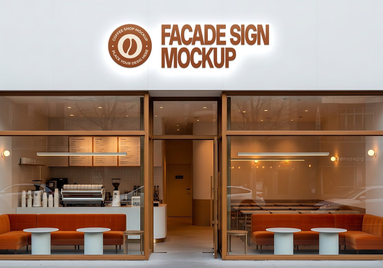 Premium Branding Brown Cafe Coffee Shop Mockup