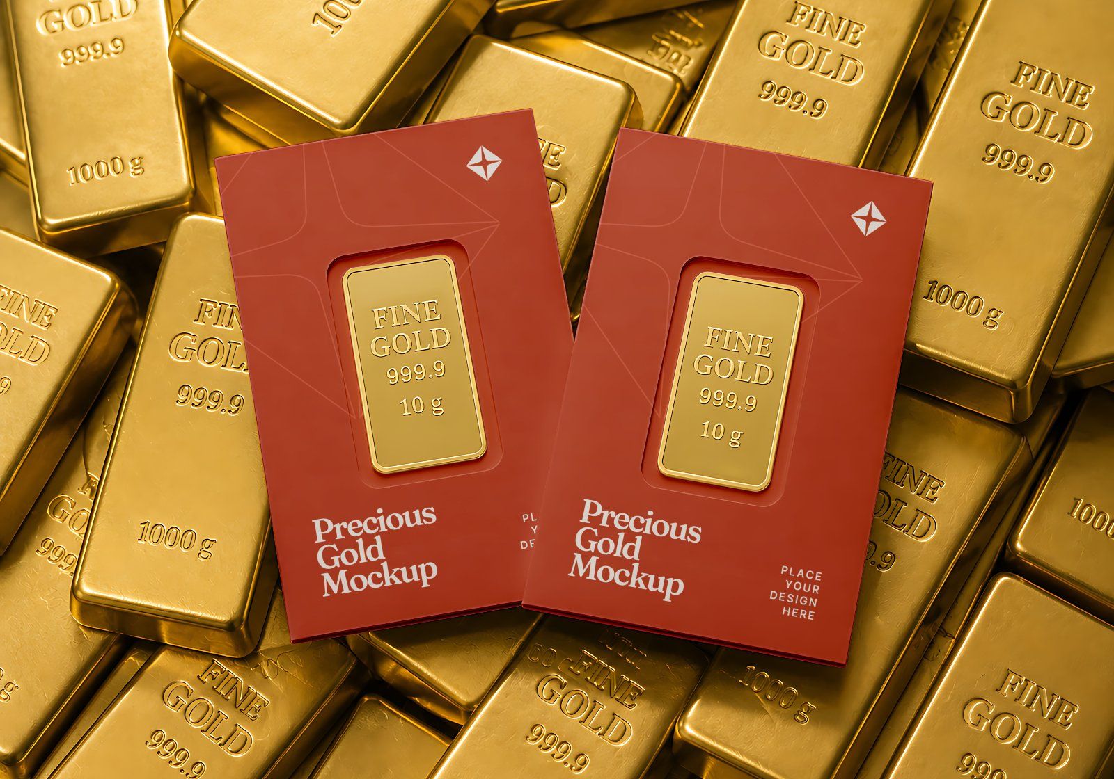 Premium Gold Shop Branding Mockup Bundle – 15 Luxury PSD Scenes for Precious Metal Retail, Jewelry B