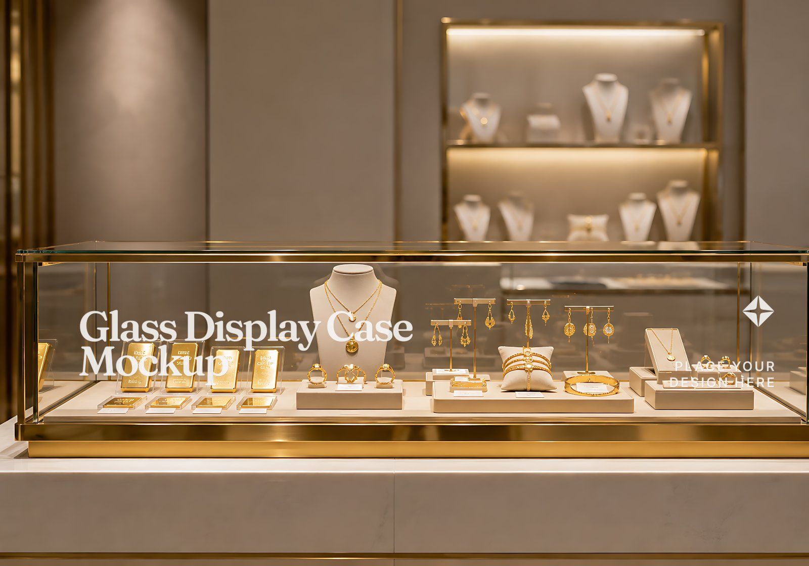 Premium Gold Shop Branding Mockup Bundle – 15 Luxury PSD Scenes for Precious Metal Retail, Jewelry B
