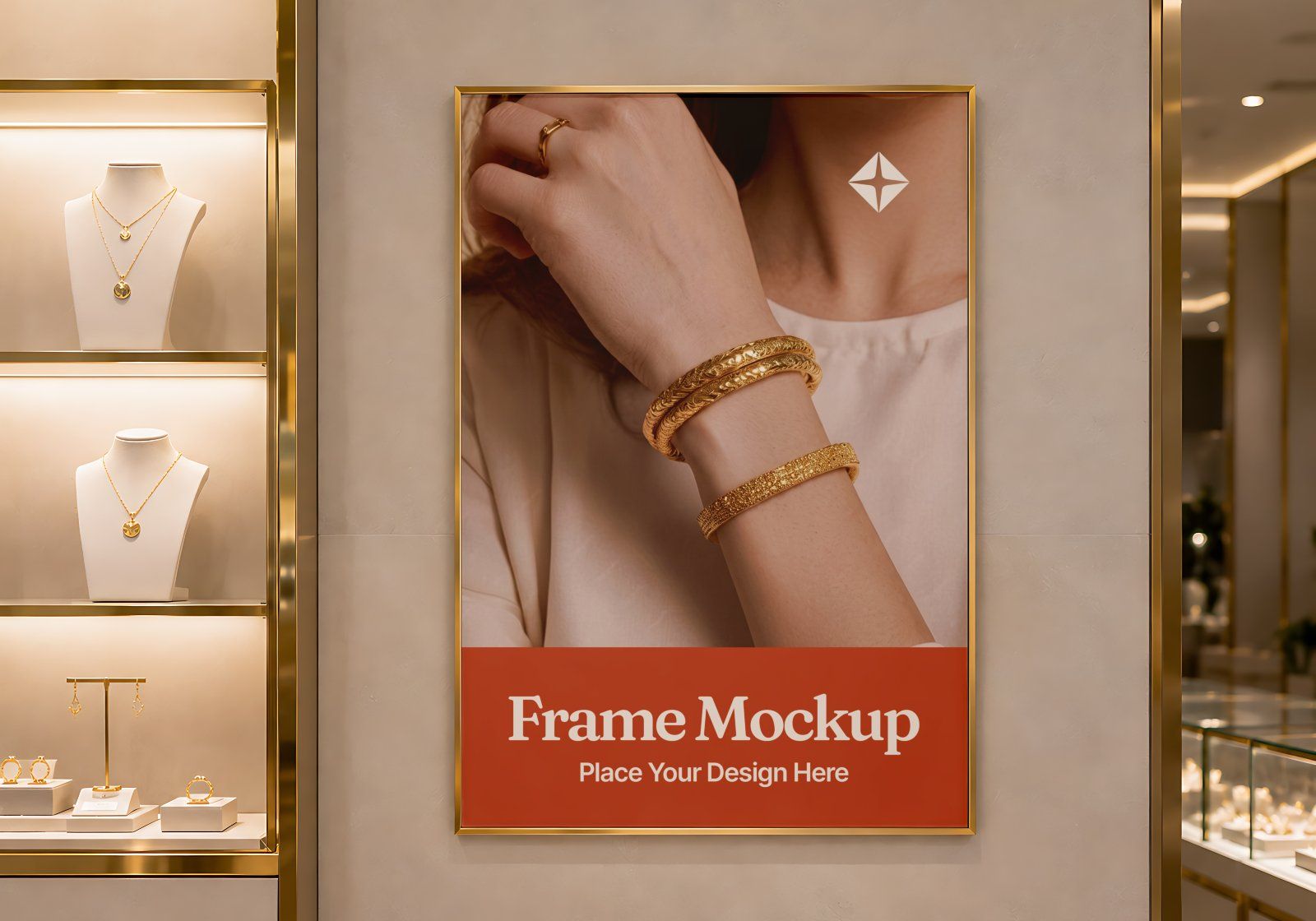 Premium Gold Shop Branding Mockup Bundle – 15 Luxury PSD Scenes for Precious Metal Retail, Jewelry B