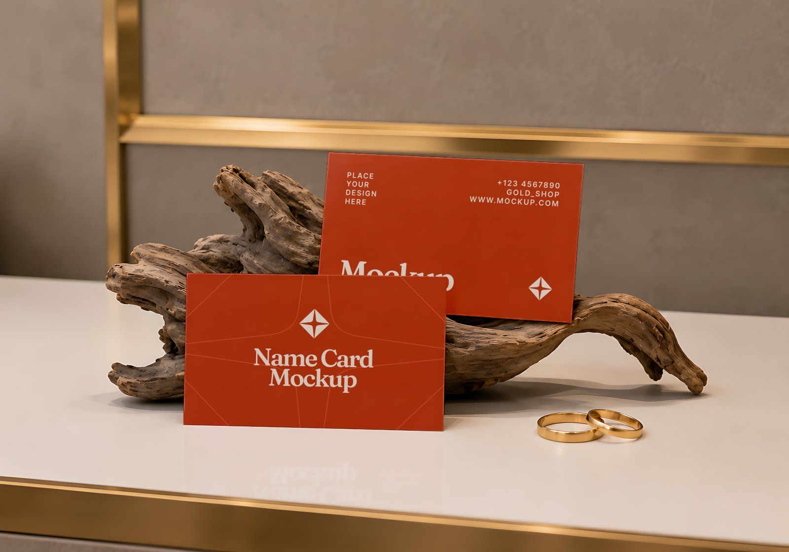 Premium Gold Shop Branding Mockup Bundle – 15 Luxury PSD Scenes for Precious Metal Retail, Jewelry B