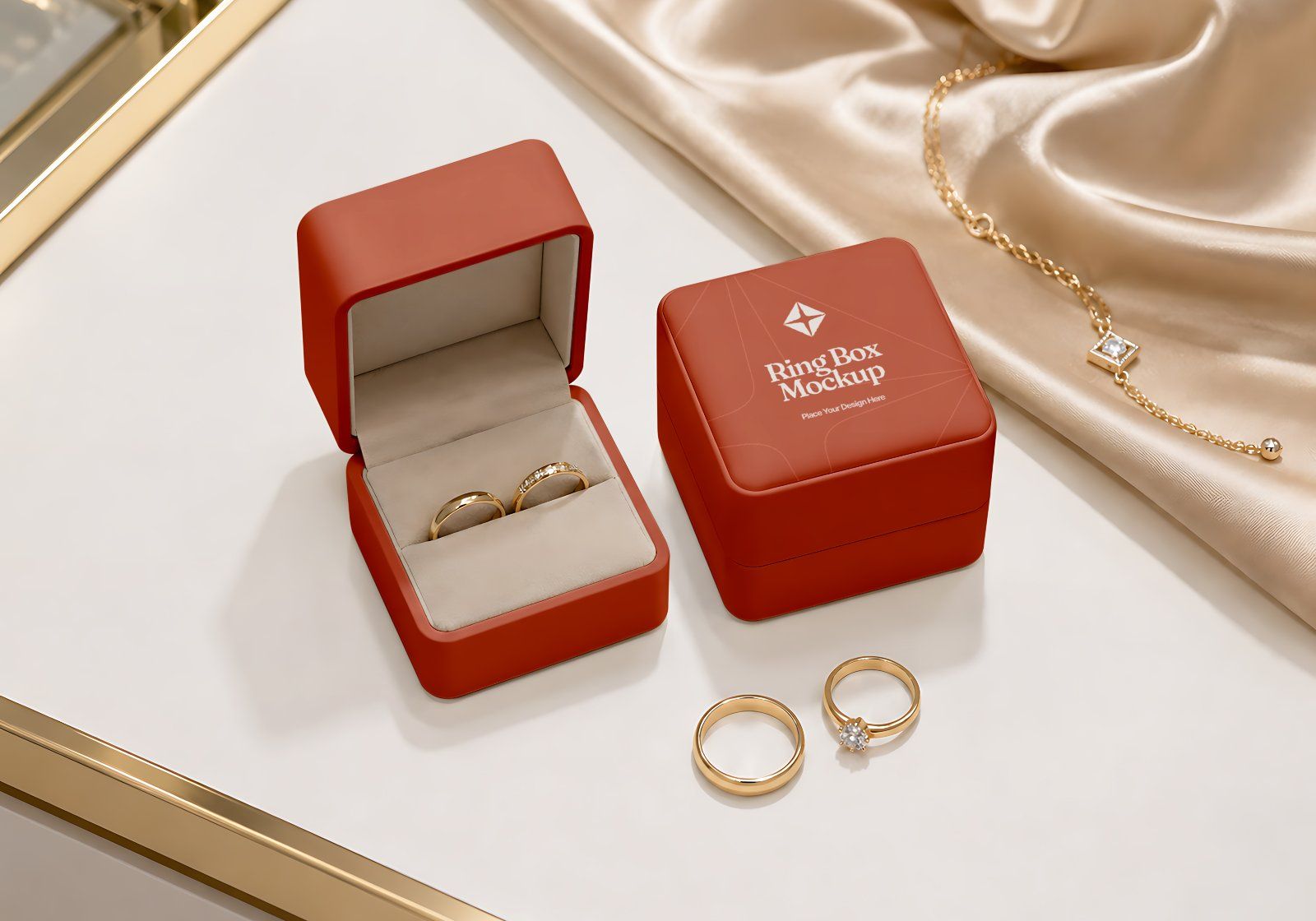 Premium Gold Shop Branding Mockup Bundle – 15 Luxury PSD Scenes for Precious Metal Retail, Jewelry B