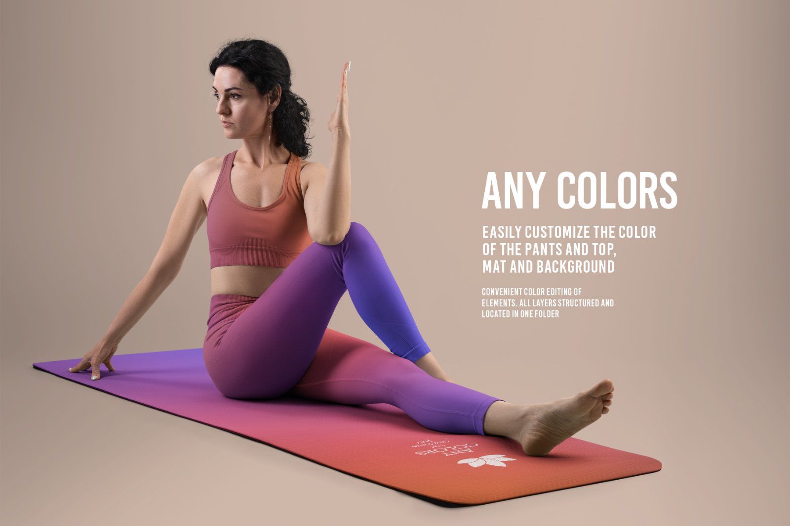 6 Mockups Leggings, Top and Mat for Yoga and Pilates. vol.01
