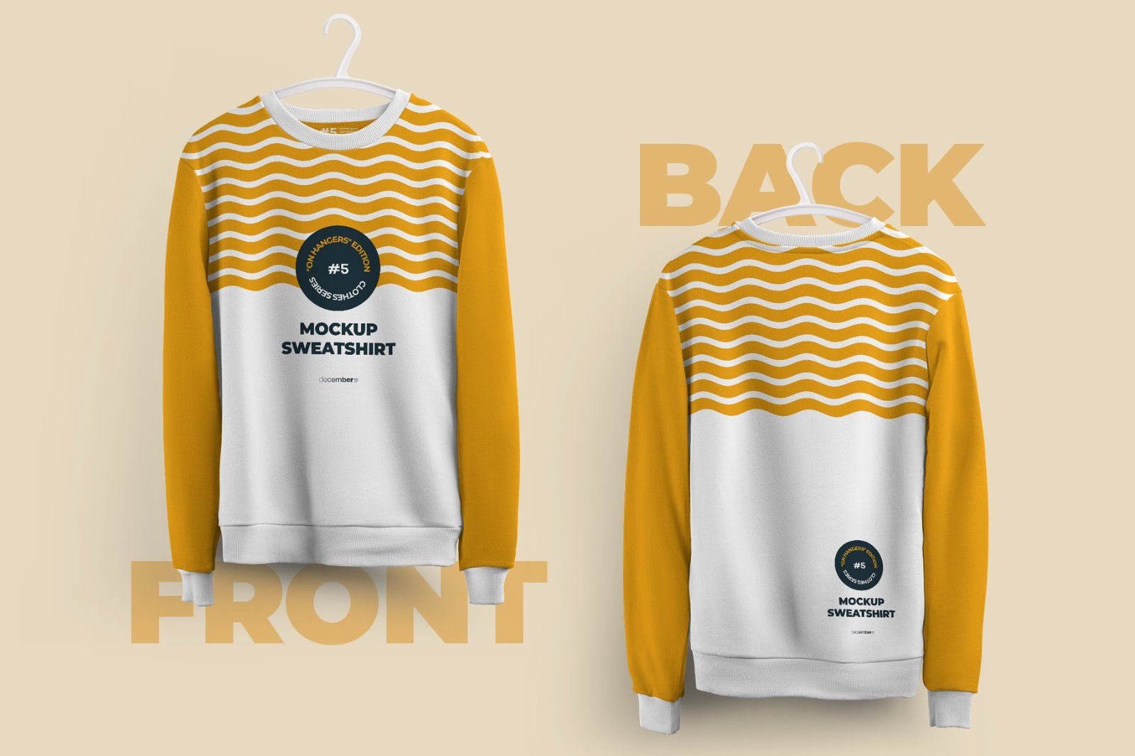 Front and Back Sweatshirt Mockup On 6 Different Hangers — image 2