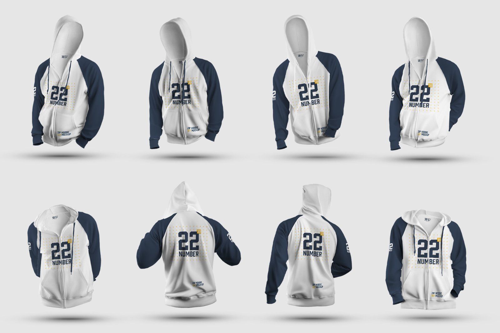 10 Men's Zip Hoodie Mockups 3D Style — image 2